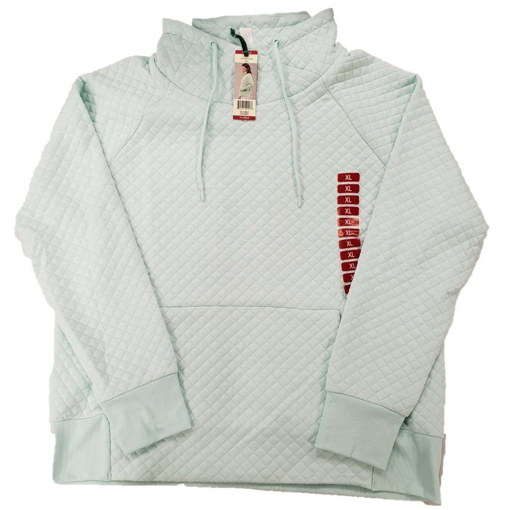 Green Tea Women Quilt Pullover Sweatshirt Top XXL